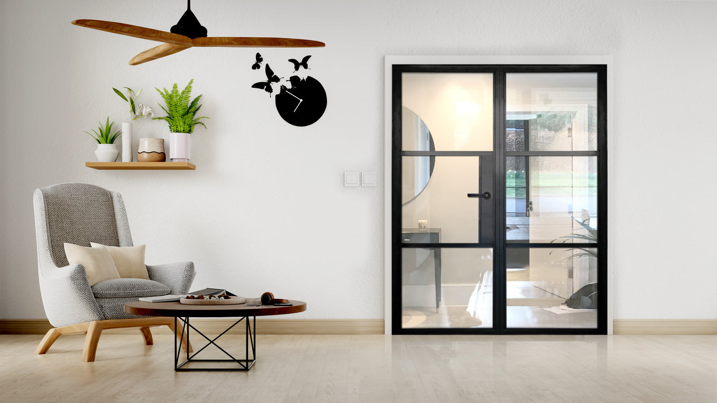3 Panel Interior Double Door - Clear Glass / Clear Glass / Clear Glass