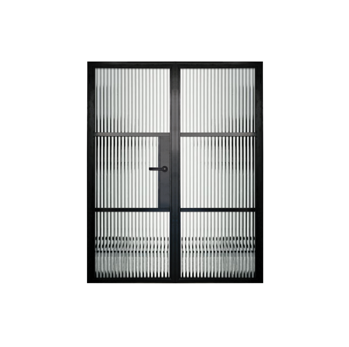 3 Panel Interior Double Door - Reeded Glass / Reeded Glass / Reeded Glass