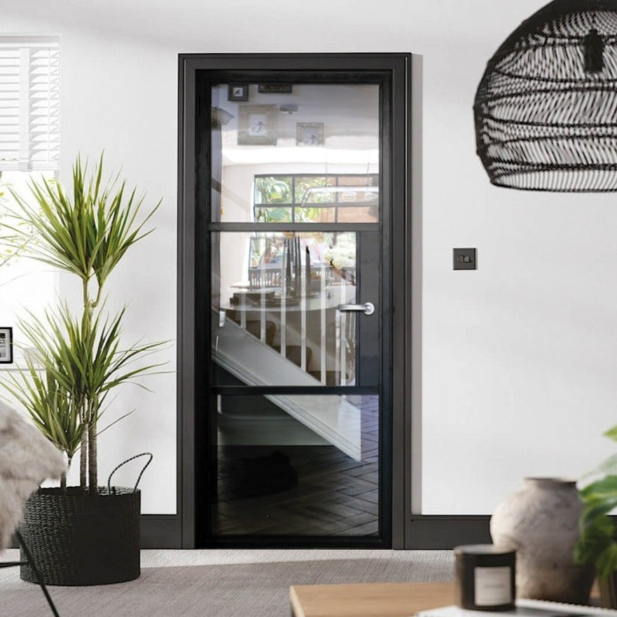 3 Panel Interior Single Door - Clear Glass / Clear Glass / Clear Glass
