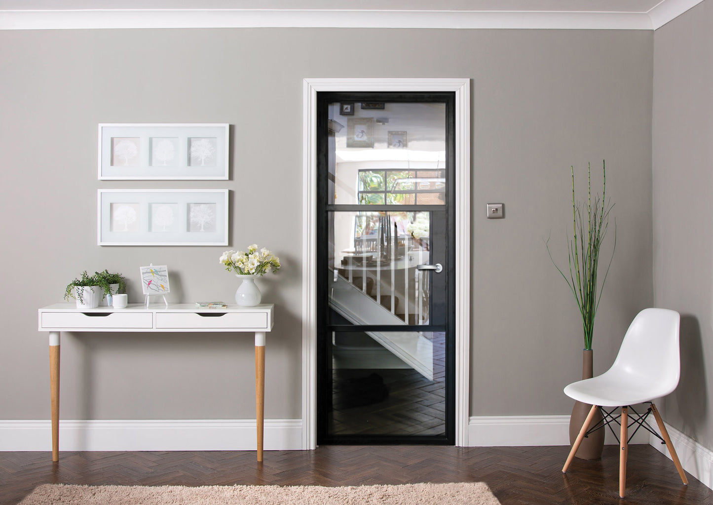 3 Panel Interior Single Door - Clear Glass / Clear Glass / Clear Glass