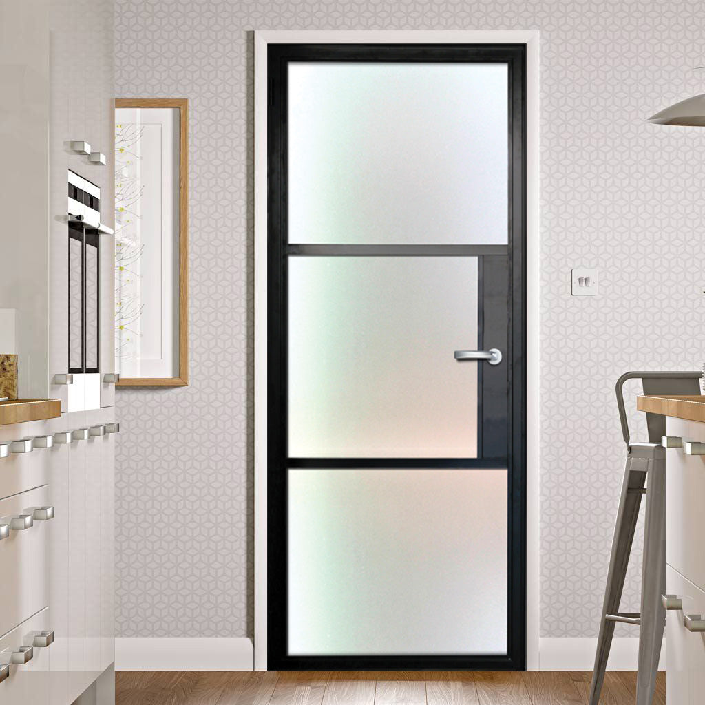 3 Panel Interior Single Door - White Laminate Glass /  White Laminate Glass / White Laminate Glass
