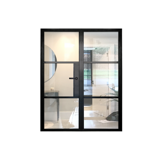 3 Panel Interior Double Door - Clear Glass / Clear Glass / Clear Glass