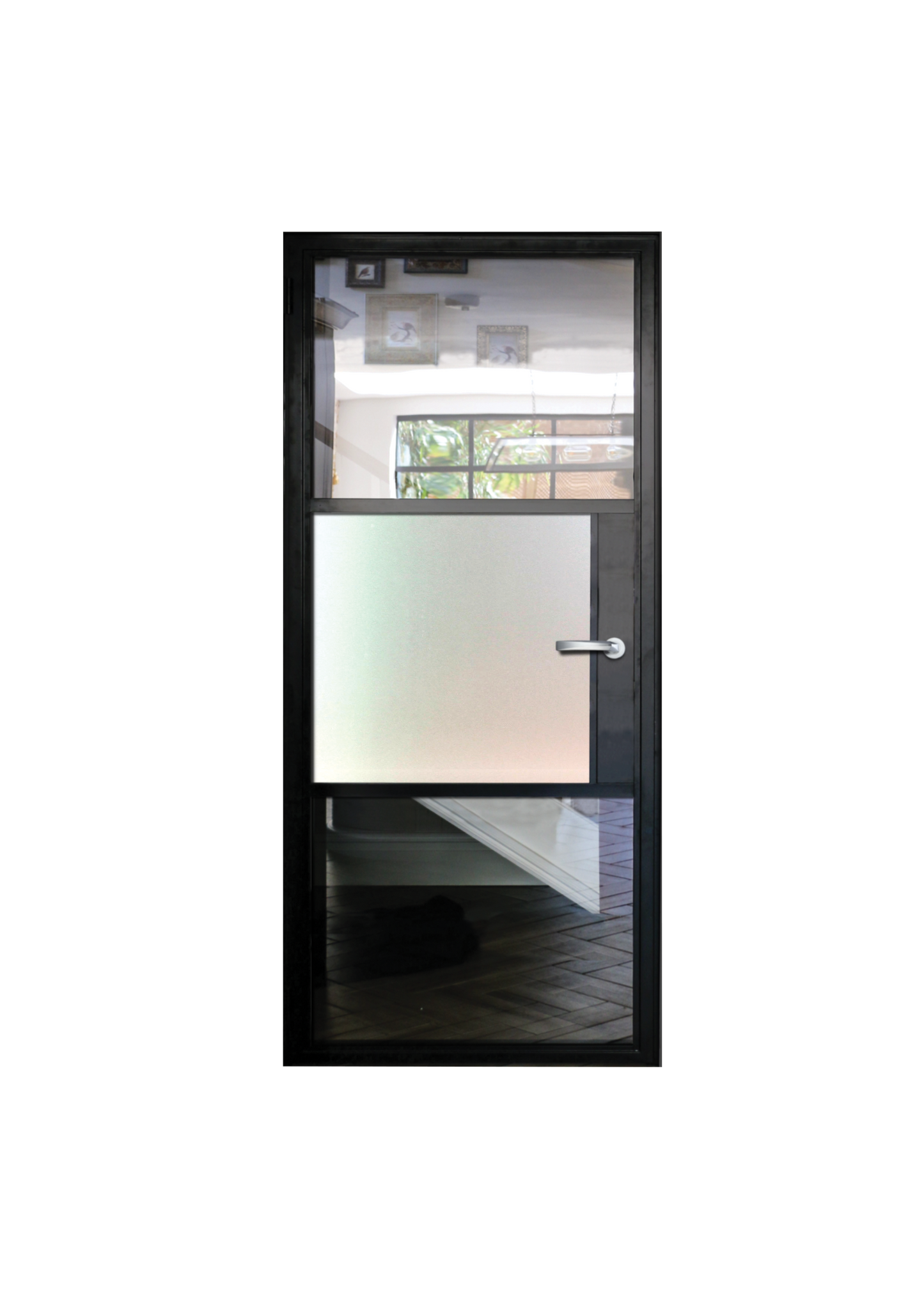 3 Panel Interior Single Door - Clear Glass / White Laminate Glass / Clear Glass