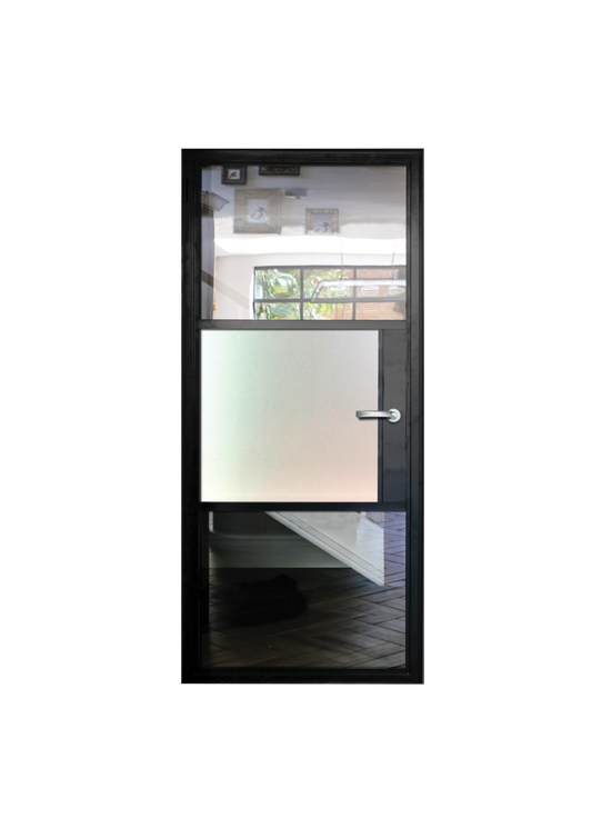 3 Panel Interior Single Door - Clear Glass / White Laminate Glass / Clear Glass