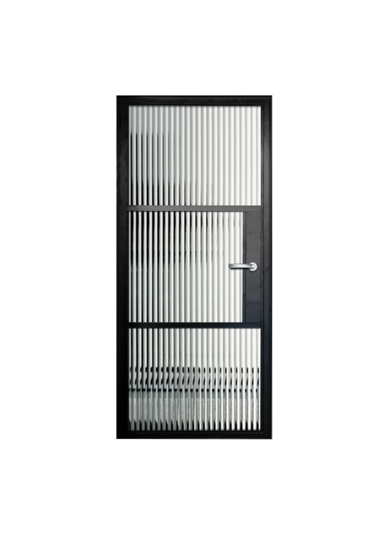3 Panel Interior Single Door - Reeded Glass / Reeded Glass / Reeded Glass